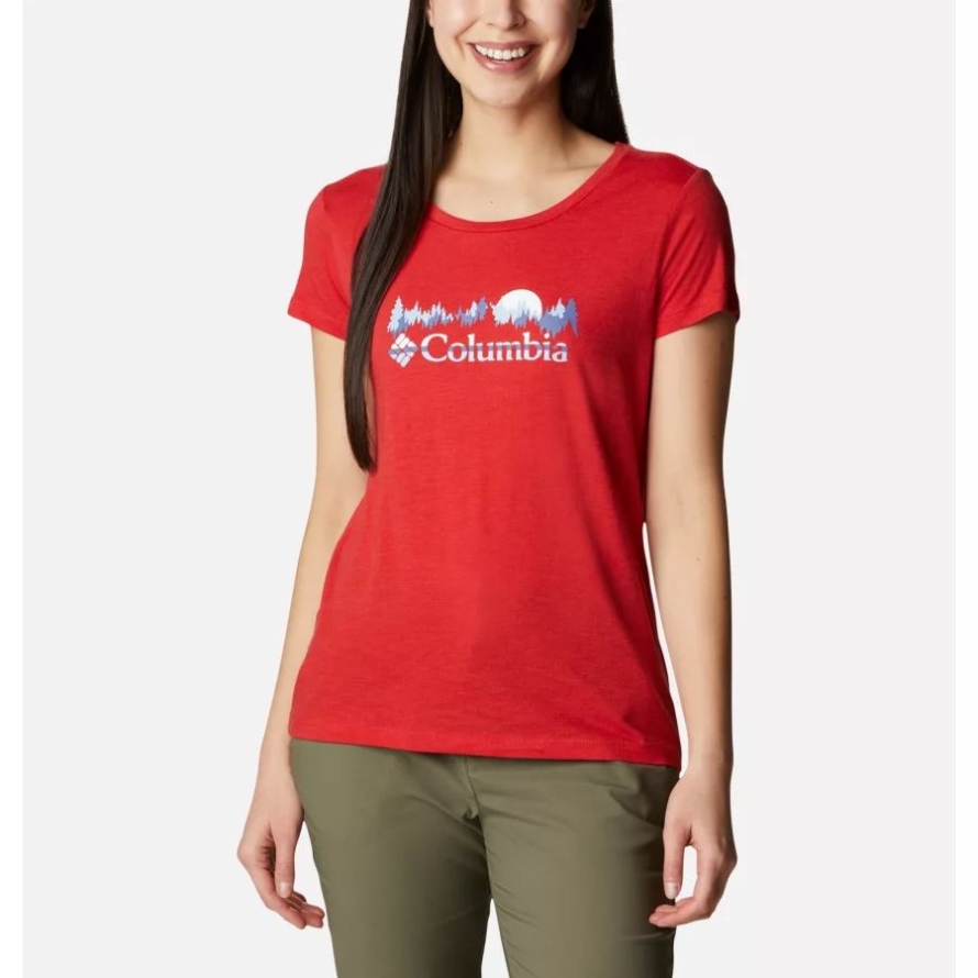 Women's Daisy Days Graphic T-Shirt Columbia Bright Red Heather/Moonrise