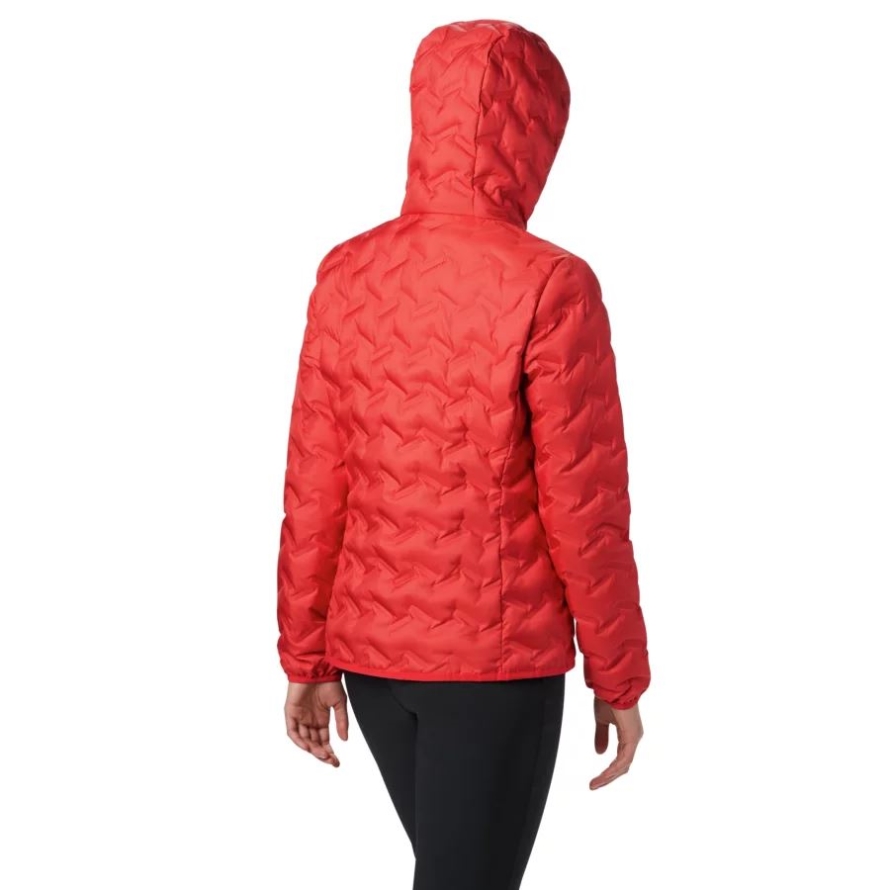 Women's Delta Ridge Down Hooded Jacket Columbia Red Lily