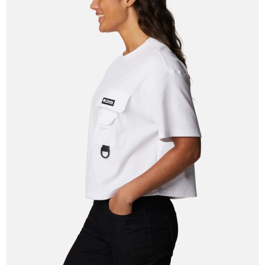 Women's Field Creek Short Sleeve Cropped Shirt Columbia White