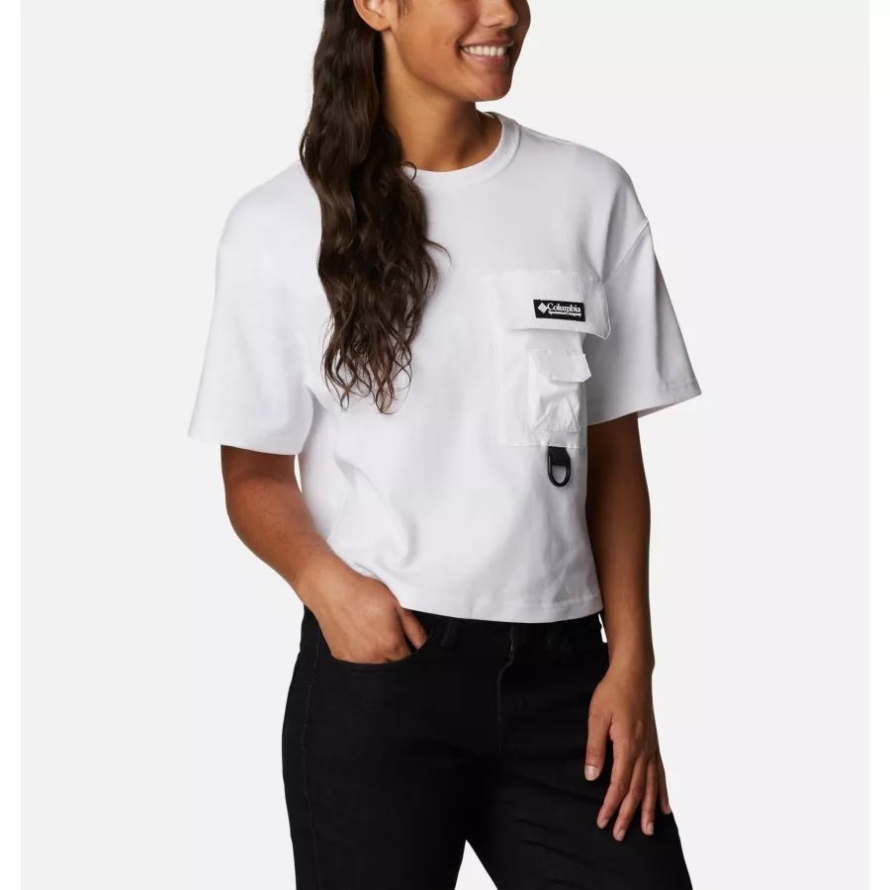 Women's Field Creek Short Sleeve Cropped Shirt Columbia White