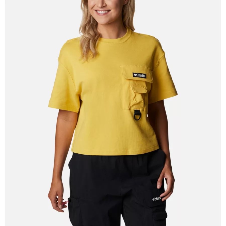 Women's Field Creek Short Sleeve Cropped Shirt Golden Nugget Columbia