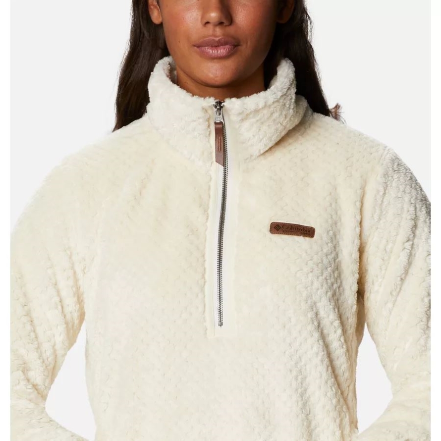Women's Fire Side Quarter Zip Sherpa Fleece Chalk Columbia
