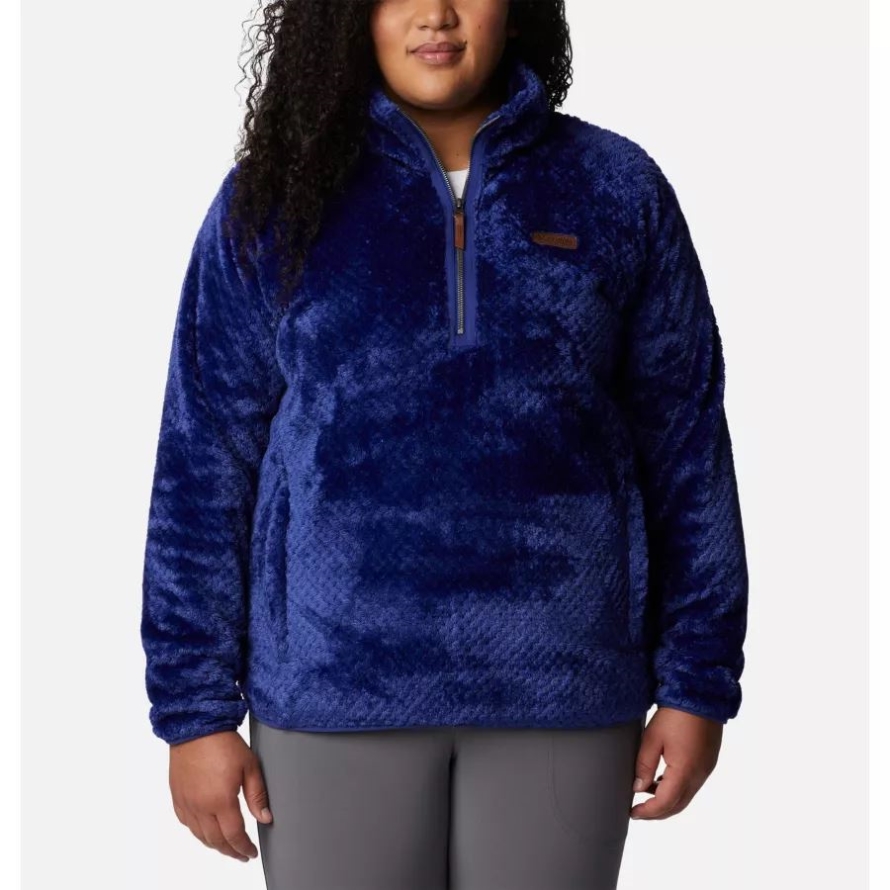 Women's Fire Side Quarter Zip Sherpa Fleece Plus Size Dark Sapphire Columbia