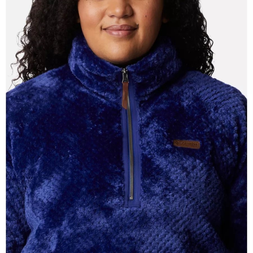Women's Fire Side Quarter Zip Sherpa Fleece Plus Size Dark Sapphire Columbia