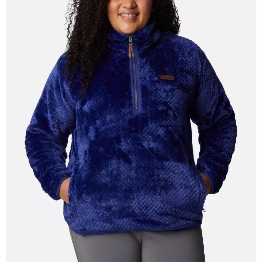 Women's Fire Side Quarter Zip Sherpa Fleece Plus Size Dark Sapphire Columbia