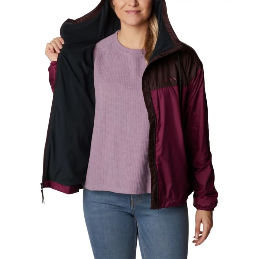 Women's Flash Challenger Fleece Lined Windbreaker Jacket Marionberry/New Cinder Columbia Brand