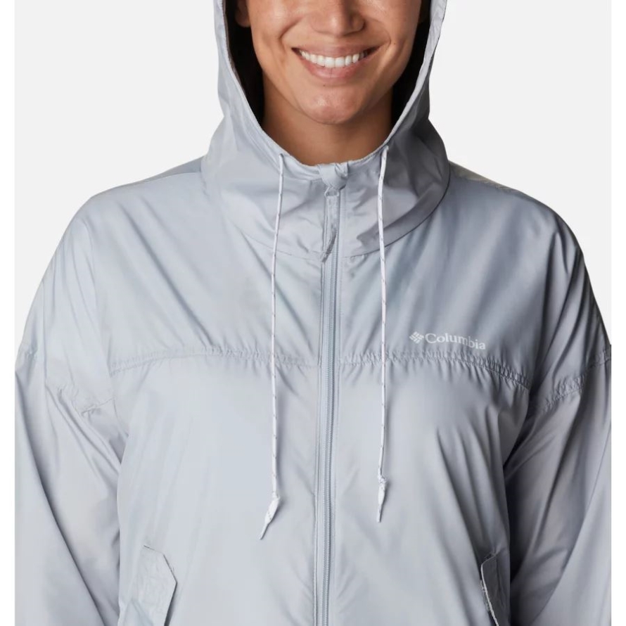 Women's Flash Challenger Long Windbreaker Jacket Cirrus Grey Columbia