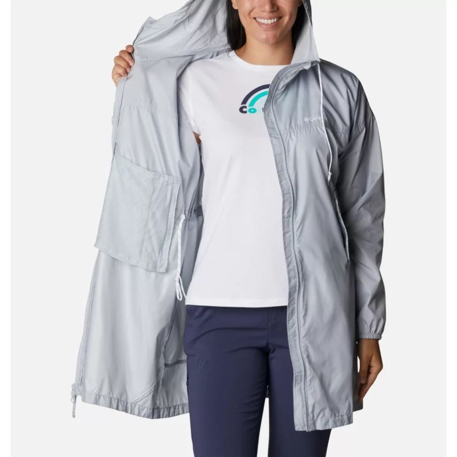 Women's Flash Challenger Long Windbreaker Jacket Cirrus Grey Columbia