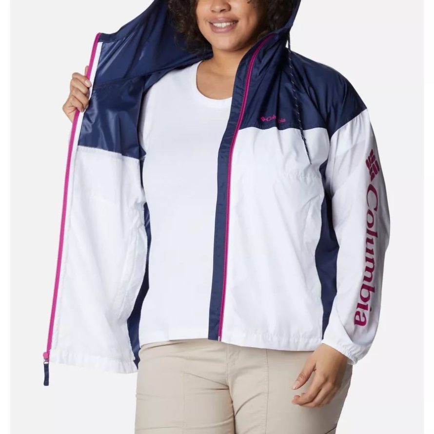 Women's Flash Challenger Novelty Windbreaker Jacket Plus Size White/Nocturnal Columbia
