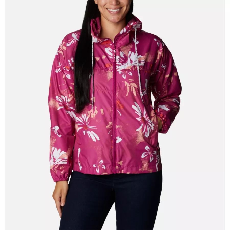 Women's Flash Challenger Novelty Windbreaker Jacket Wild Fuchsia Daisy Party Print Columbia