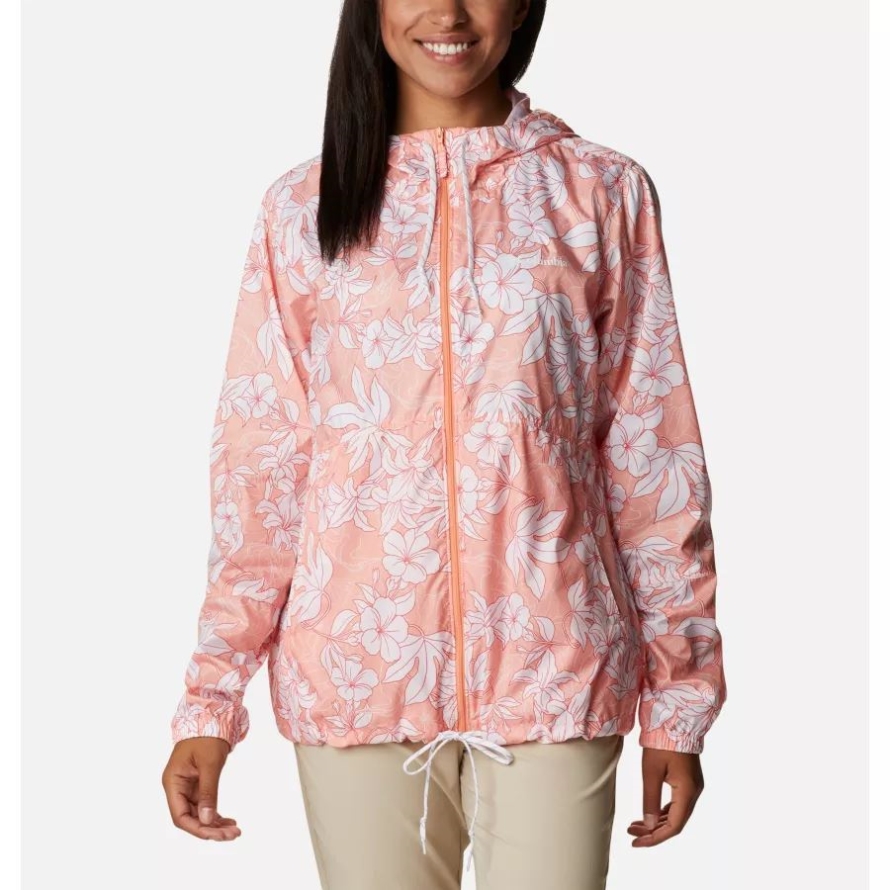 Women's Flash Forward Windbreaker Columbia Coral Reef Lakeshore Floral Print