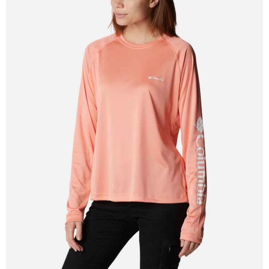 Women's Fork Stream Long Sleeve Shirt Columbia Coral Reef/White Logo