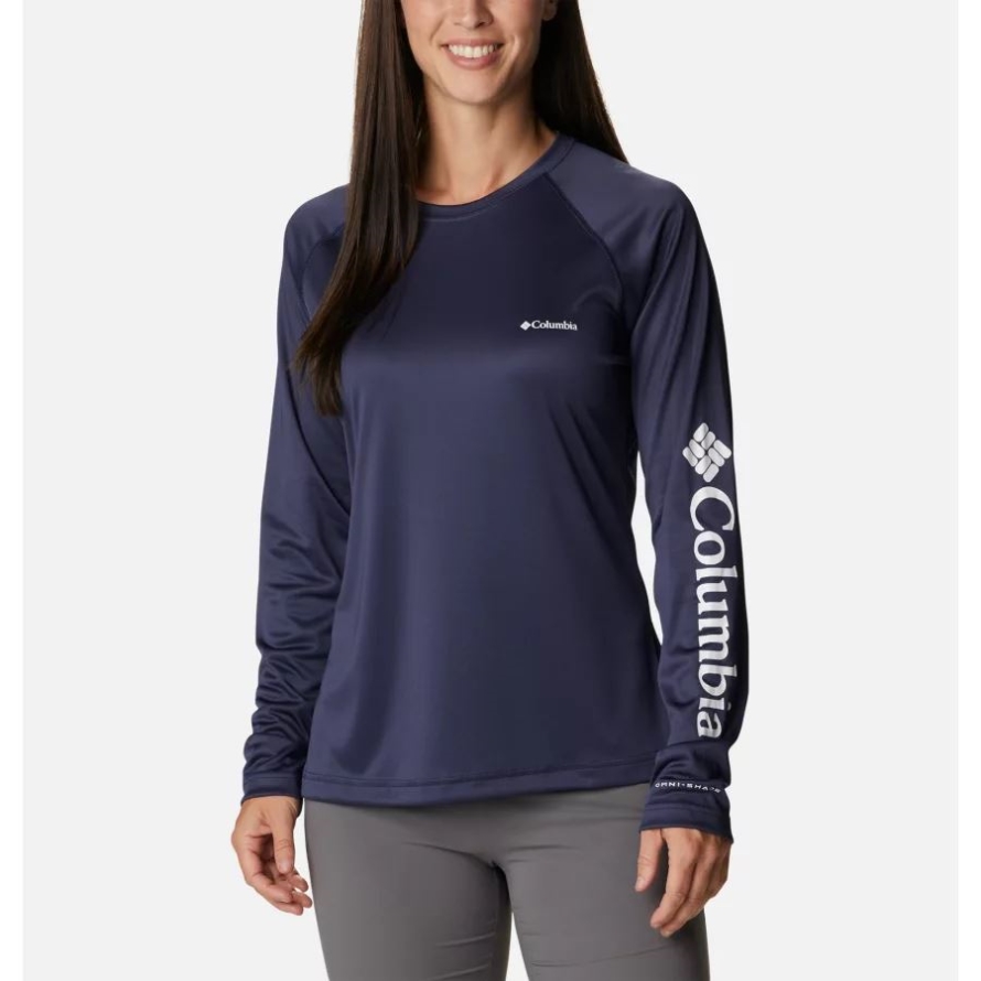 Women's Fork Stream Long Sleeve Shirt Nocturnal/White Logo Columbia
