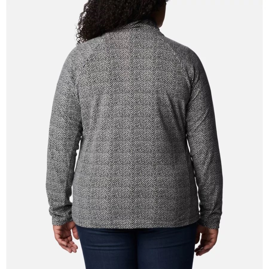 Women's Glacial IV Print Half Zip Pullover Plus Size Black Herringbone Print Columbia