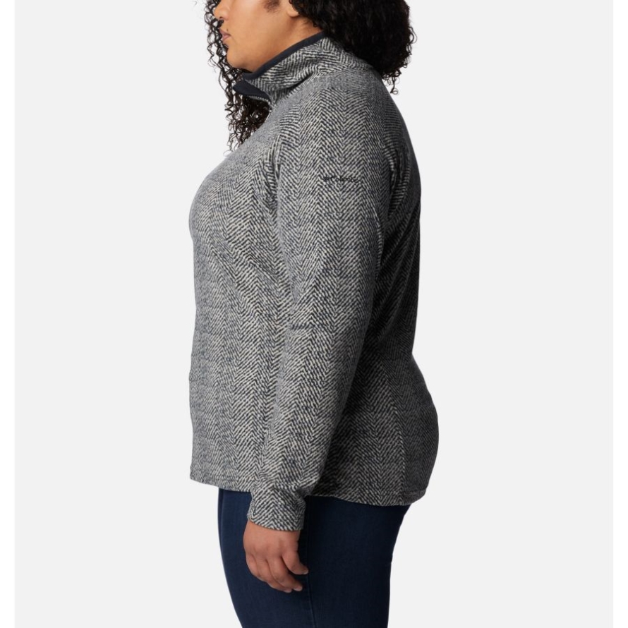 Women's Glacial IV Print Half Zip Pullover Plus Size Black Herringbone Print Columbia