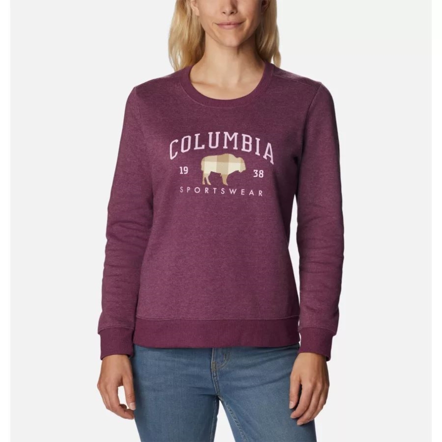 Women's Hart Mountain II Graphic Crew Sweatshirt Marionberry Heather/CSC Arch Range Columbia