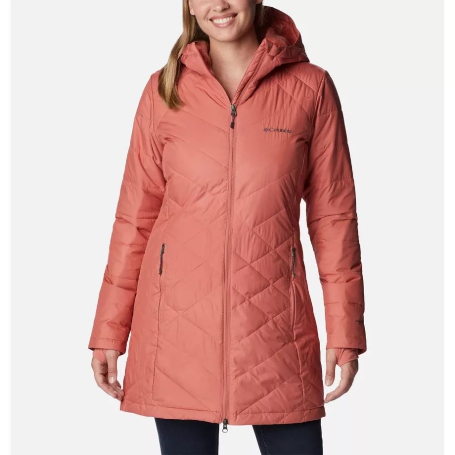 Women's Heavenly Long Hooded Jacket Dark Coral Columbia