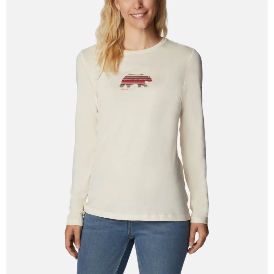 Women's Hidden Haven Long Sleeve T-Shirt Chalk/Bearly Print Columbia