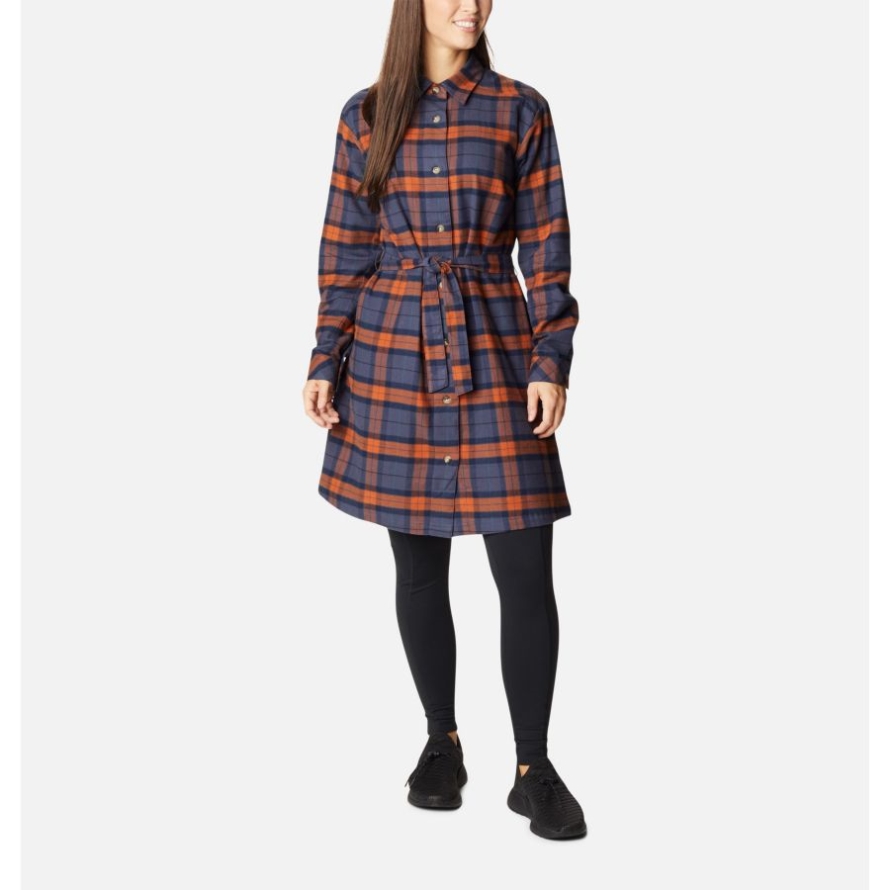 Women's Holly Hideaway Flannel Dress Columbia Warm Copper Simple Tartan