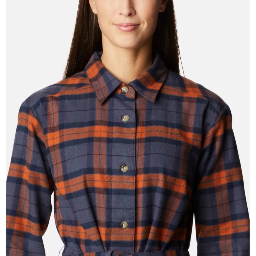 Women's Holly Hideaway Flannel Dress Columbia Warm Copper Simple Tartan