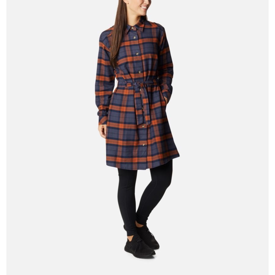 Women's Holly Hideaway Flannel Dress Columbia Warm Copper Simple Tartan