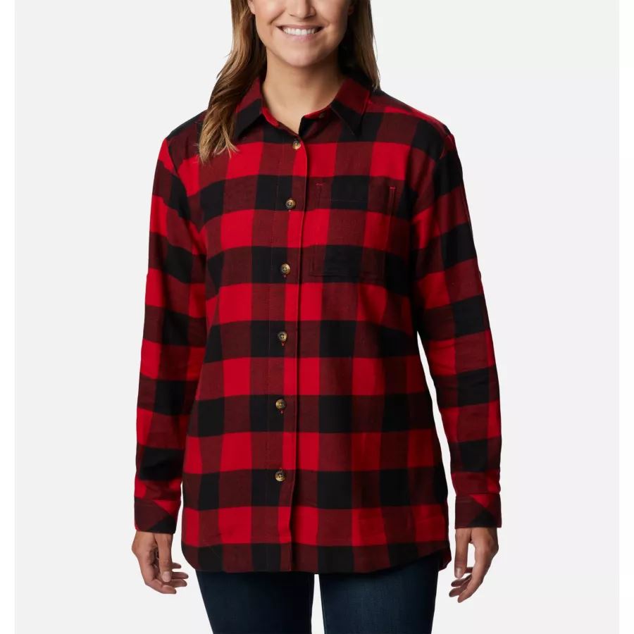 Women's Holly Hideaway Flannel Shirt Columbia Red Lily Buffalo Check