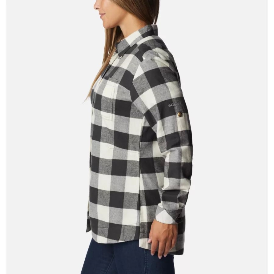 Women's Holly Hideaway Flannel Shirt Shark Buffalo Check Columbia