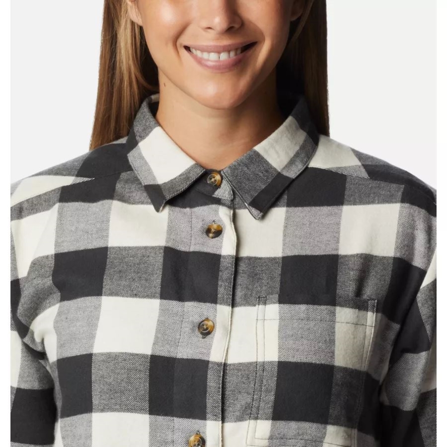 Women's Holly Hideaway Flannel Shirt Shark Buffalo Check Columbia