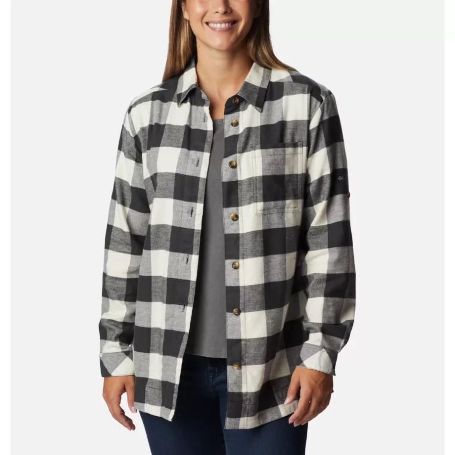 Women's Holly Hideaway Flannel Shirt Shark Buffalo Check Columbia