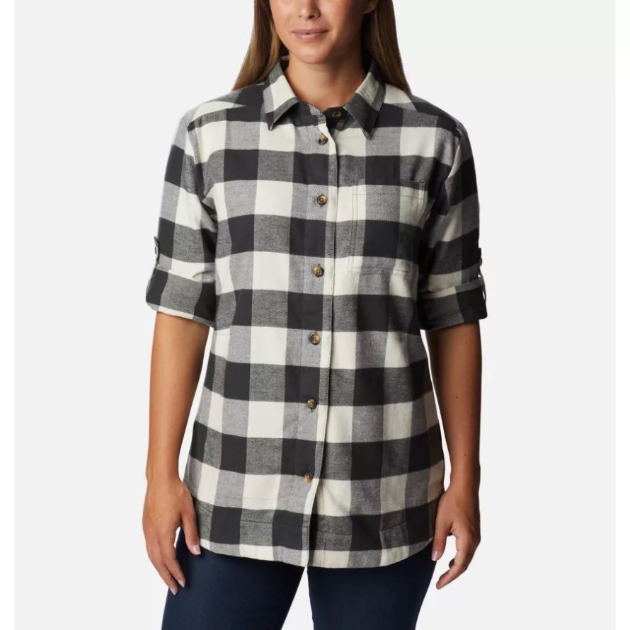 Women's Holly Hideaway Flannel Shirt Shark Buffalo Check Columbia
