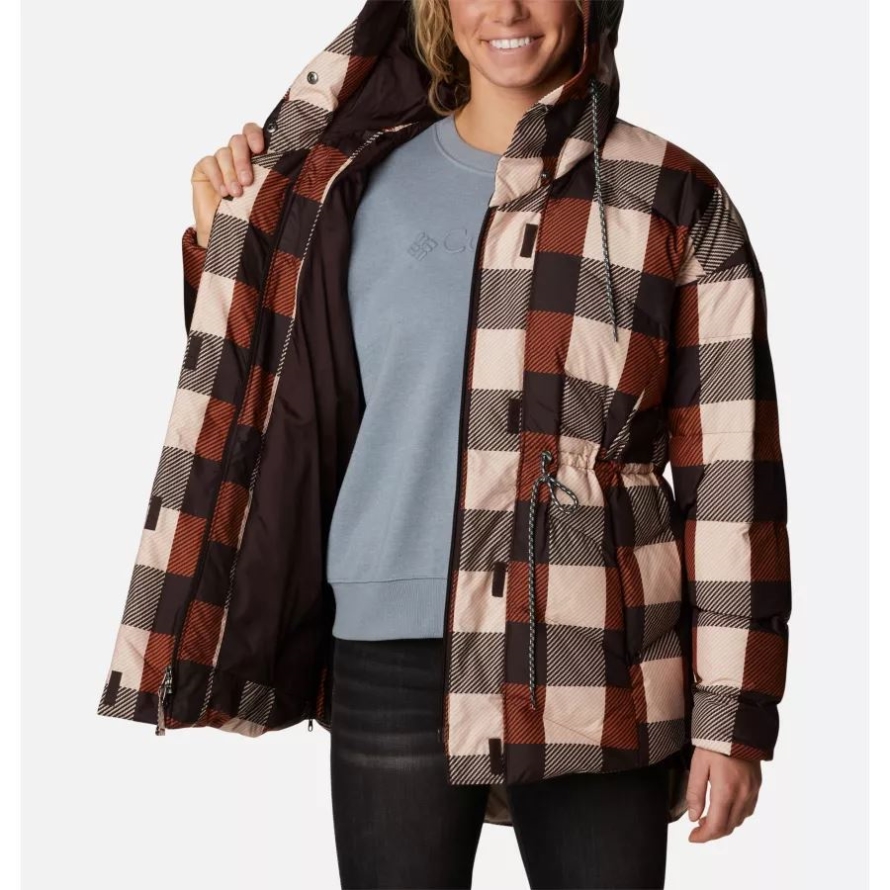 Women's Icy Heights II Down Novelty Jacket Columbia Warm Copper Check Multi