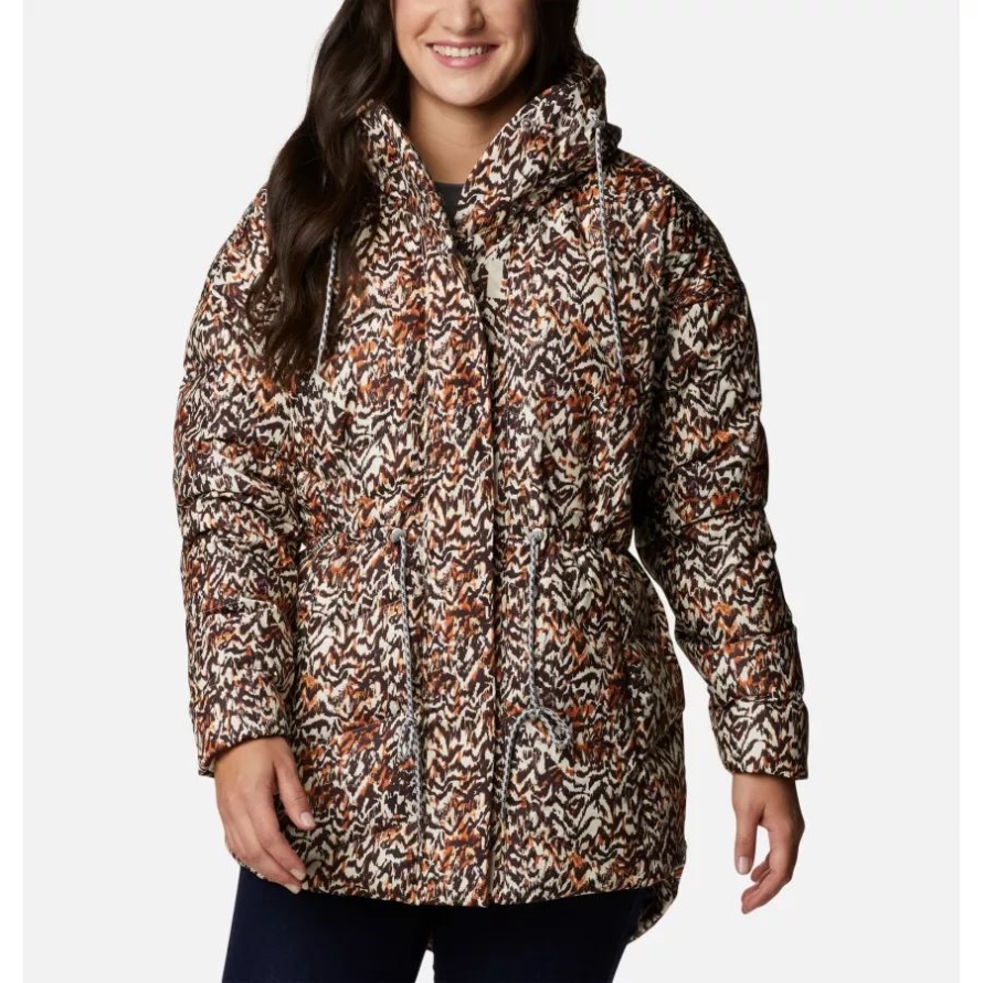 Women's Icy Heights II Down Novelty Jacket Warm Copper Terrain Print Columbia