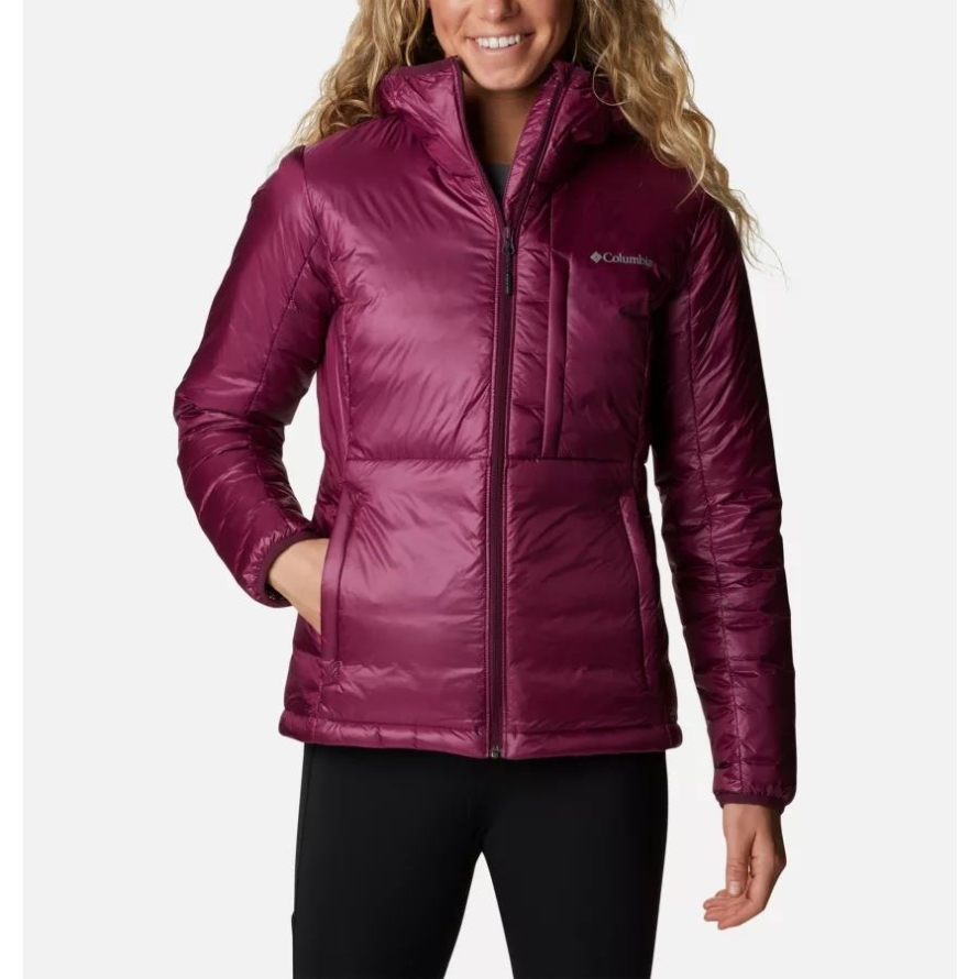 Women's Infinity Summit Omni-Heat Infinity Double Wall Down Hooded Jacket Columbia Marionberry