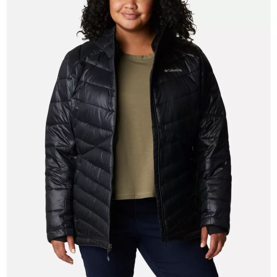 Women's Joy Peak Omni-Heat Infinity Insulated Hooded Jacket Plus Size Black Columbia