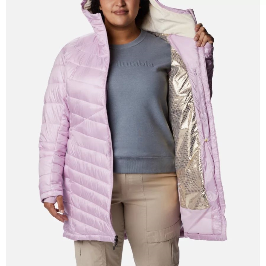Women's Joy Peak Omni-Heat Infinity Mid Insulated Hooded Jacket Plus Size Columbia Aura