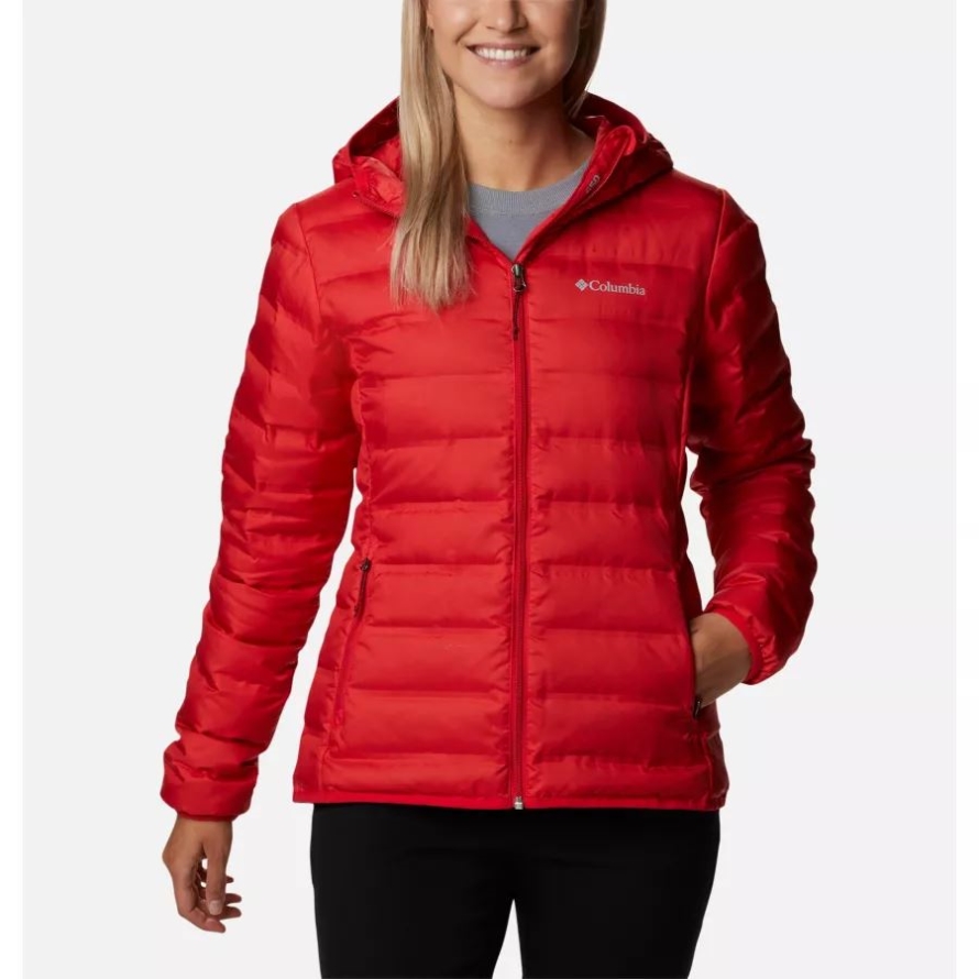 Women's Lake 22 Down Hooded Jacket Red Lily Columbia
