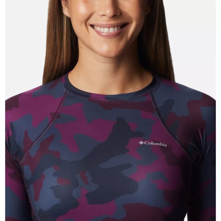 Women's Midweight Baselayer Crew Plum Trad Camo Columbia