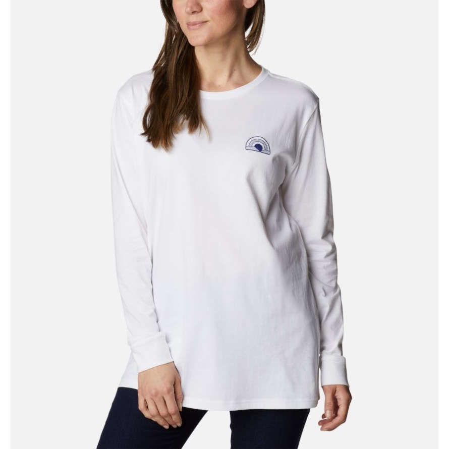 Women's North Cascades Back Graphic Long Sleeve T-Shirt White/Sun Trek Trails Columbia