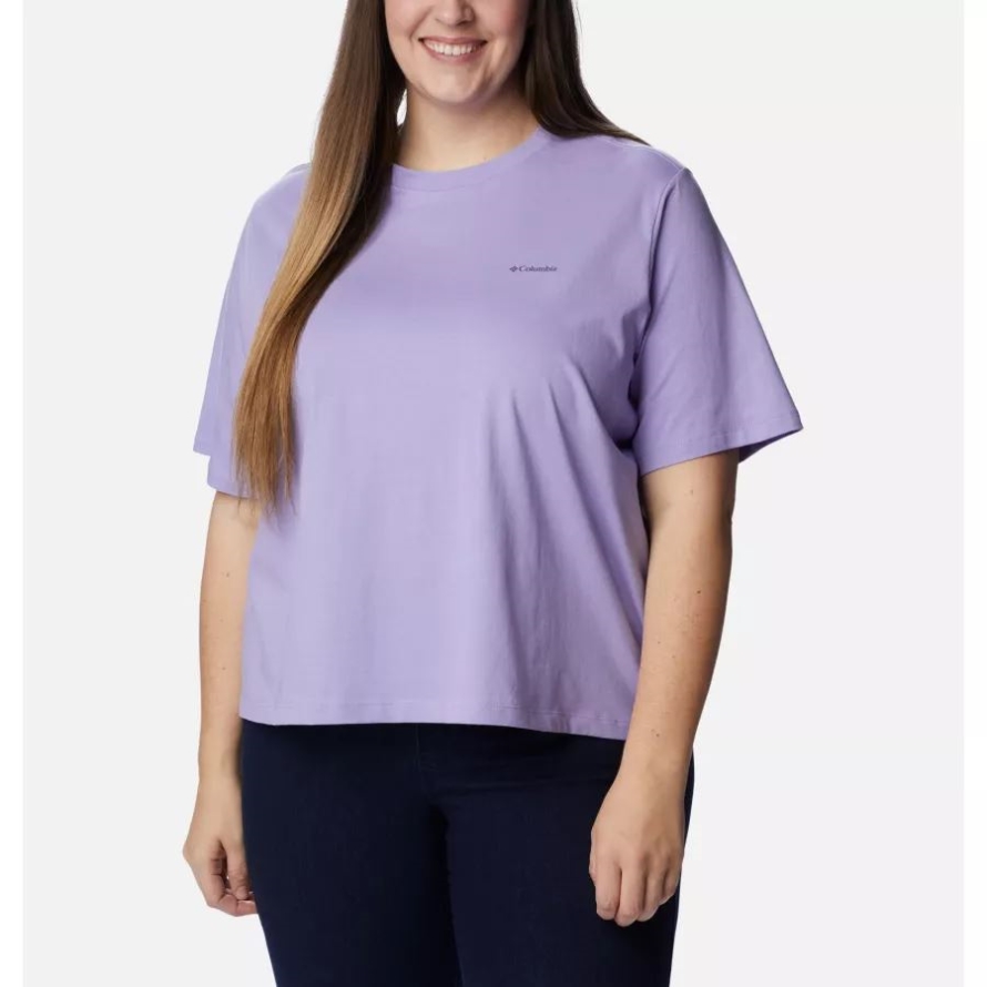 Women's North Cascades Graphic T-Shirt Plus Frosted Purple/Explore NP Graphic Columbia