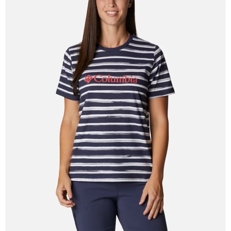 Women's North Cascades Printed T-Shirt White Brush Stripe Columbia