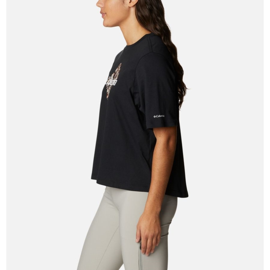 Women's North Cascades Relaxed T-Shirt Black/Centered Gem Textured Mtn Columbia