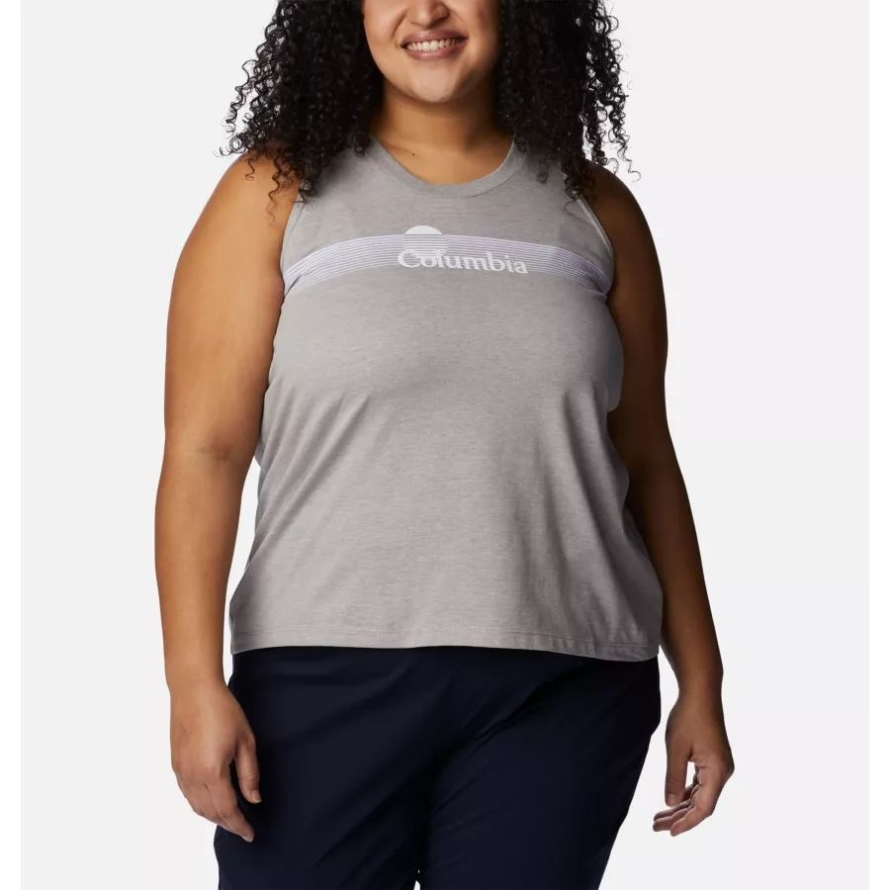 Women's North Cascades Tank Plus Size Columbia Grey Hthr/Inverted Brand Grx Columbia