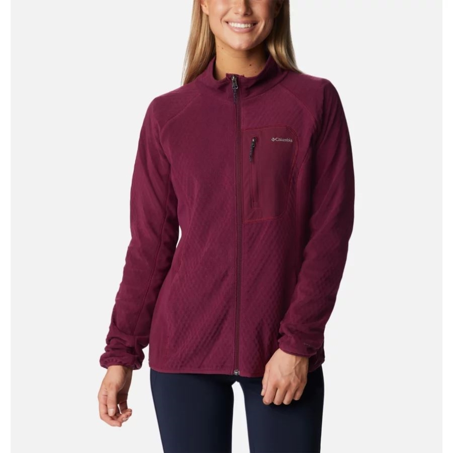 Women's Outdoor Tracks Full Zip Fleece Jacket Marionberry/Aura Columbia
