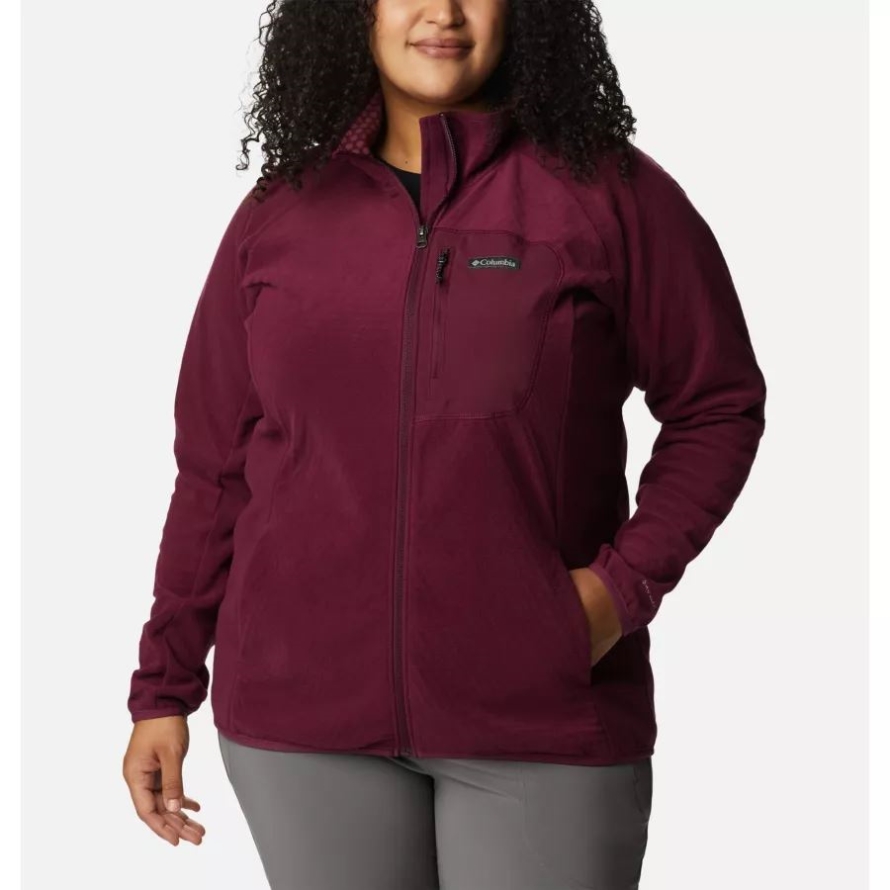 Women's Outdoor Tracks Full Zip Fleece Jacket Plus Size Columbia Marionberry/Aura