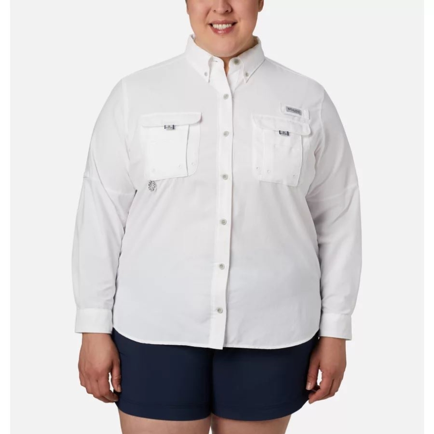 Women's PFG Bahama Long Sleeve Plus Size Columbia White