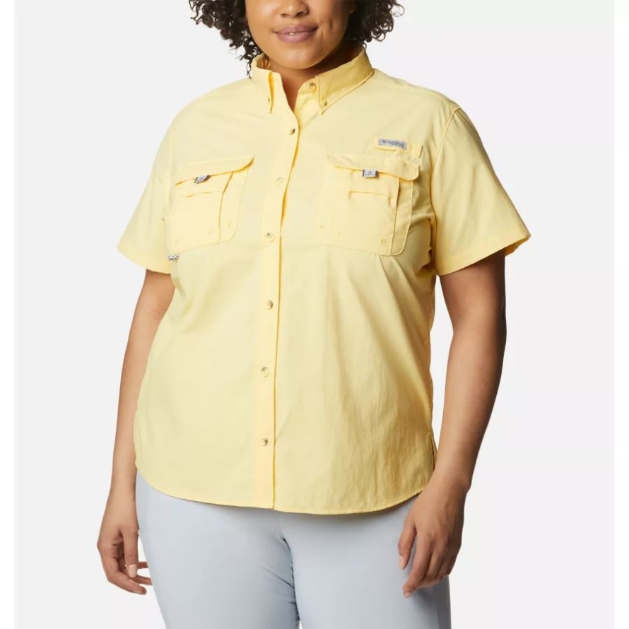 Women's PFG Bahama Short Sleeve Plus Size Columbia Sweet Corn