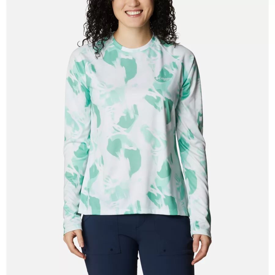 Women's PFG Super Tidal Tee Long Sleeve Columbia Kelp/Auroras Print