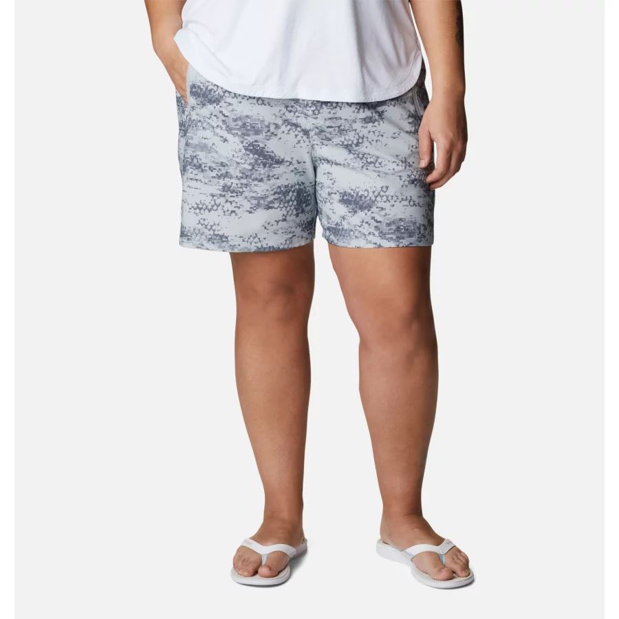 Women's PFG Tidal II Shorts Plus Size Cool Grey PFG Camo Print Columbia
