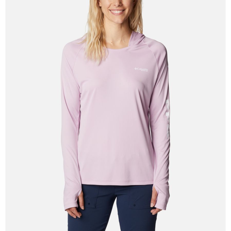 Women's PFG Tidal Tee Hoodie Columbia Brand Aura/White Logo