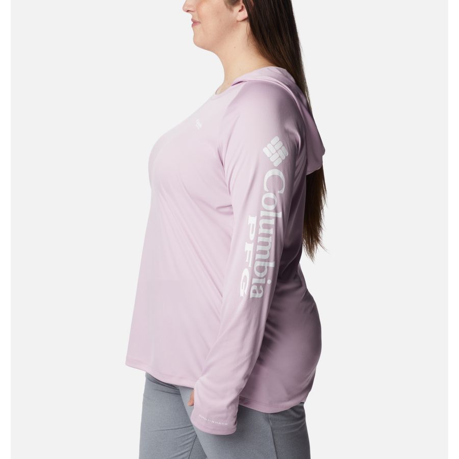 Women's PFG Tidal Tee Hoodie Plus Size Columbia Aura/White Logo